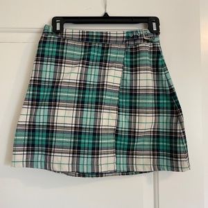Brandy Melville Green Checkered Miniskirt